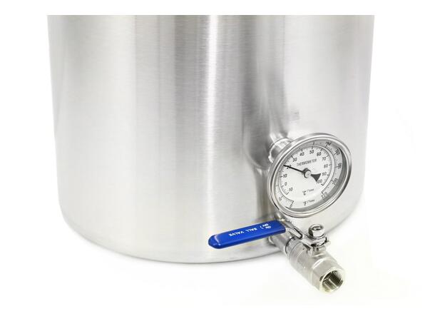 Gryta 32 liter med tappkran och termometer
