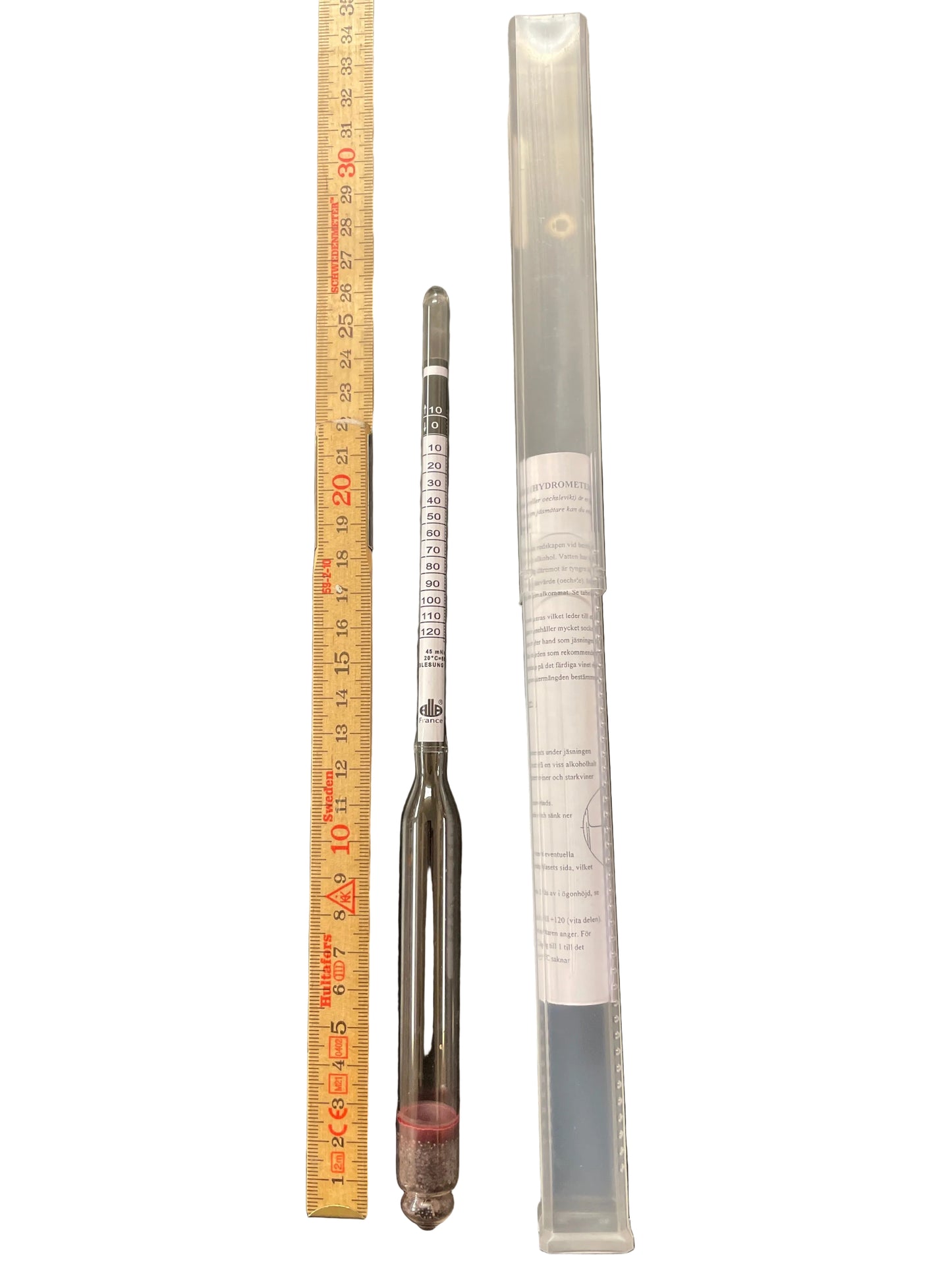 Jäsmätare (hydrometer) för vin