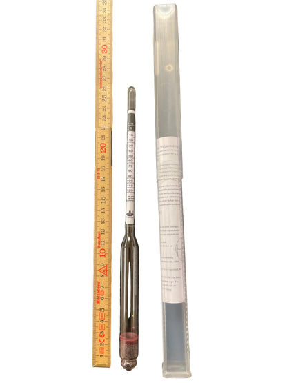 Jäsmätare (hydrometer) för vin