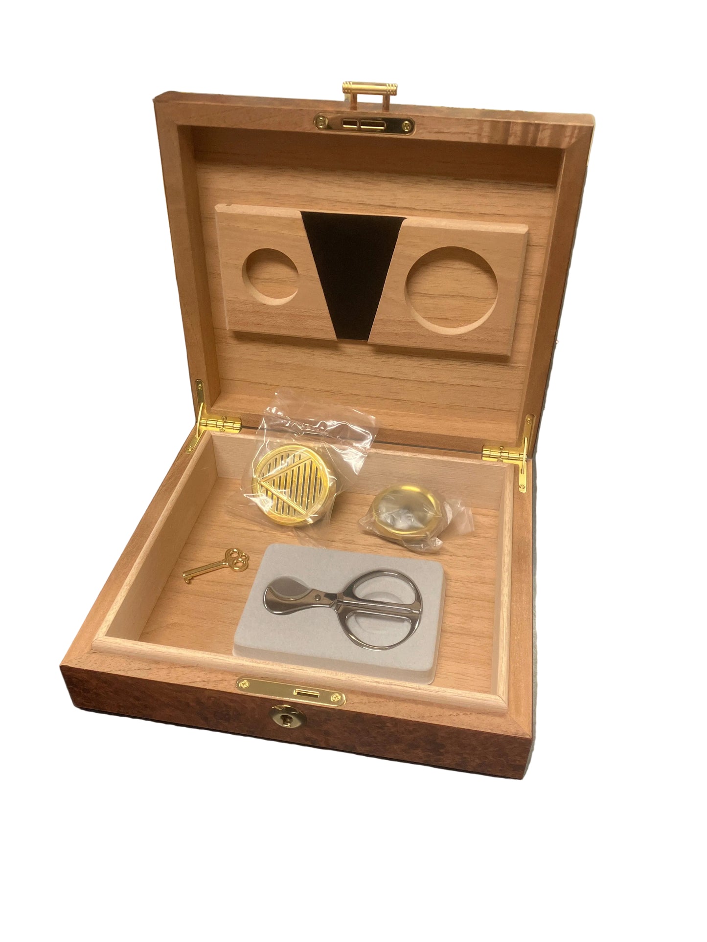 Humidorset i Burl trä för 10 cigarrer