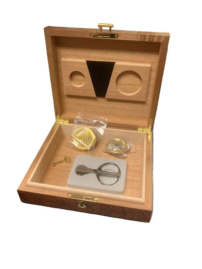 Humidorset i Burl trä för 10 cigarrer