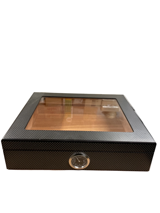 Humidor kolfiber med glaslock